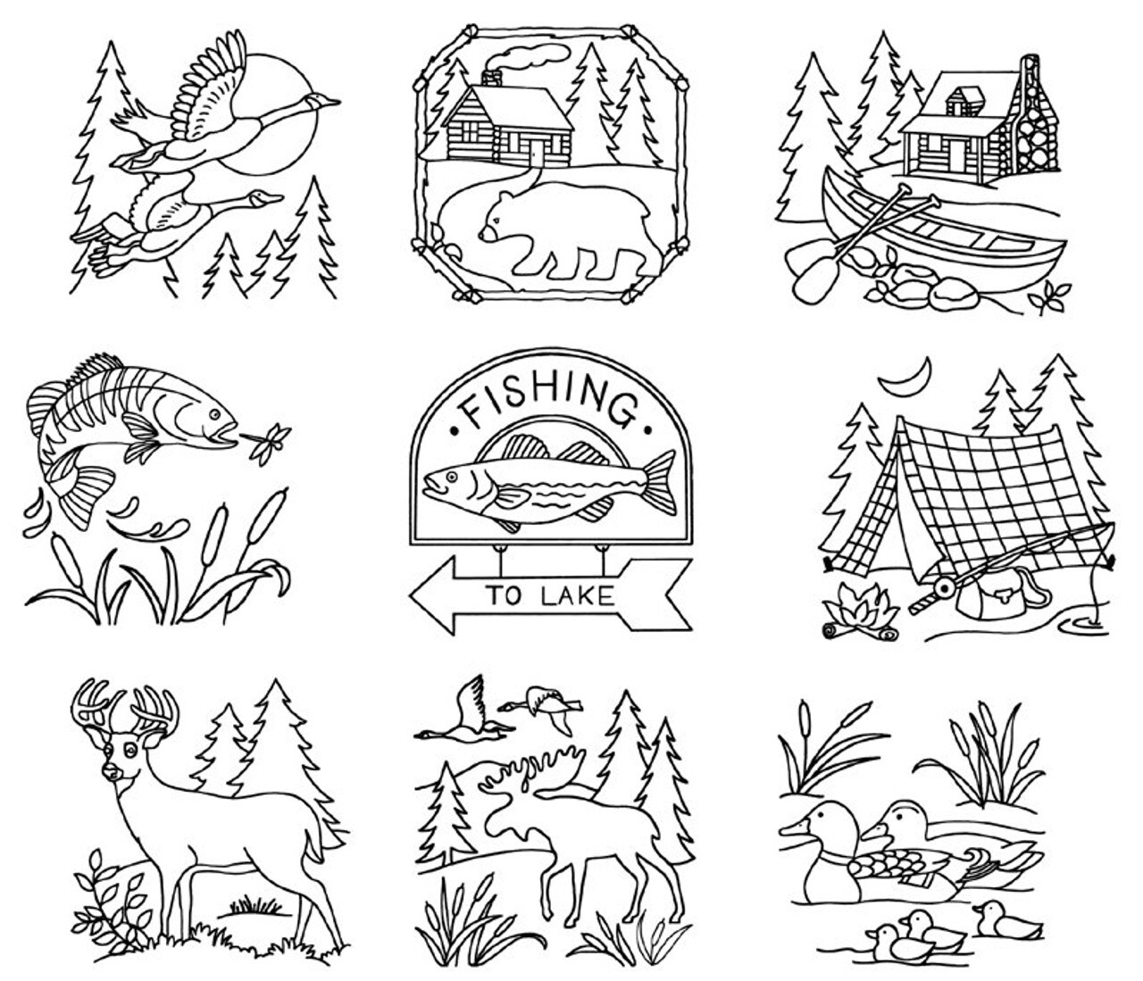 Aunt Martha's Northwoods Lodge 3999 embroidery iron on pattern