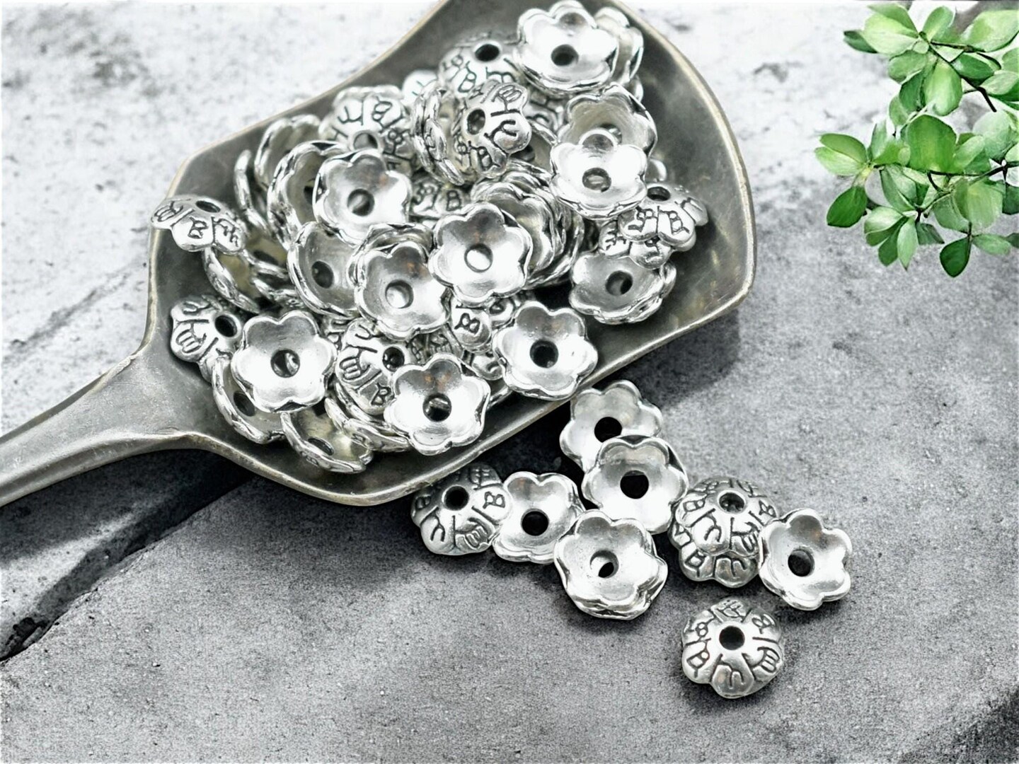 *250* 6mm Antique Silver Bead Caps