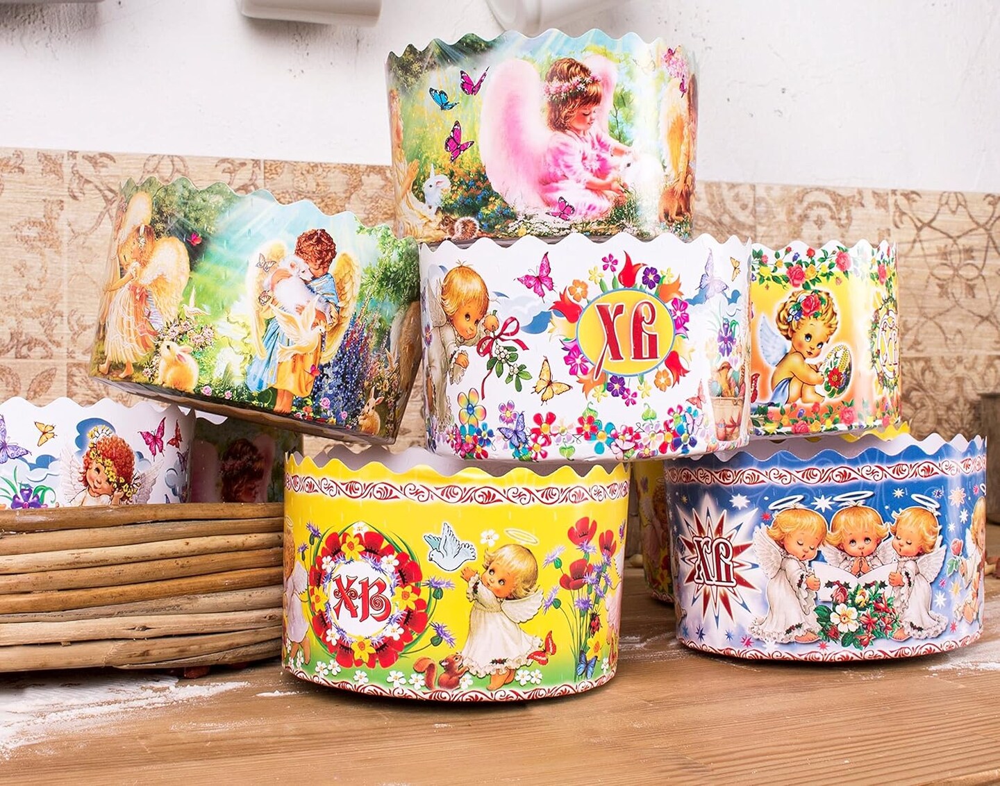 15 oz Easter Bread Paper Mold Paska |12 pcs| Kulich Mold Easter Bread Forms - Large Panettone Paper Mold Kulich Paper Mold - W 5.1 x H 3.35-In