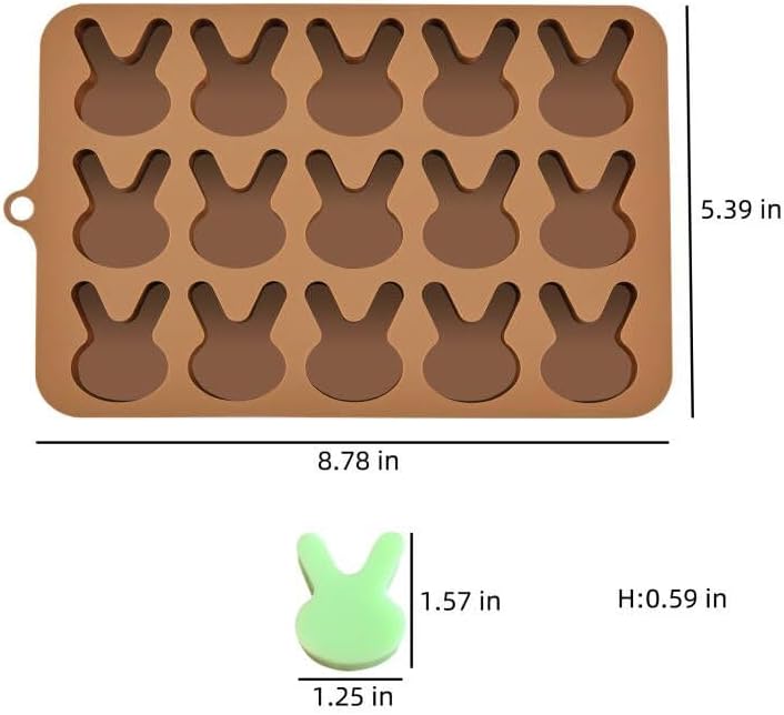 Easter Bunny Molds 2pcs Silicone Chocolate Mold Rabbit Shape Easter Candy Mold 15 Cavity for Resin Soap Ice Cube Gummy Cupcake Decoration