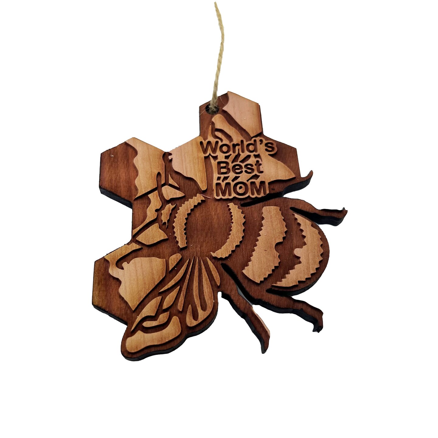 BEE World&#x27;s Best Mom - Cedar Ornament