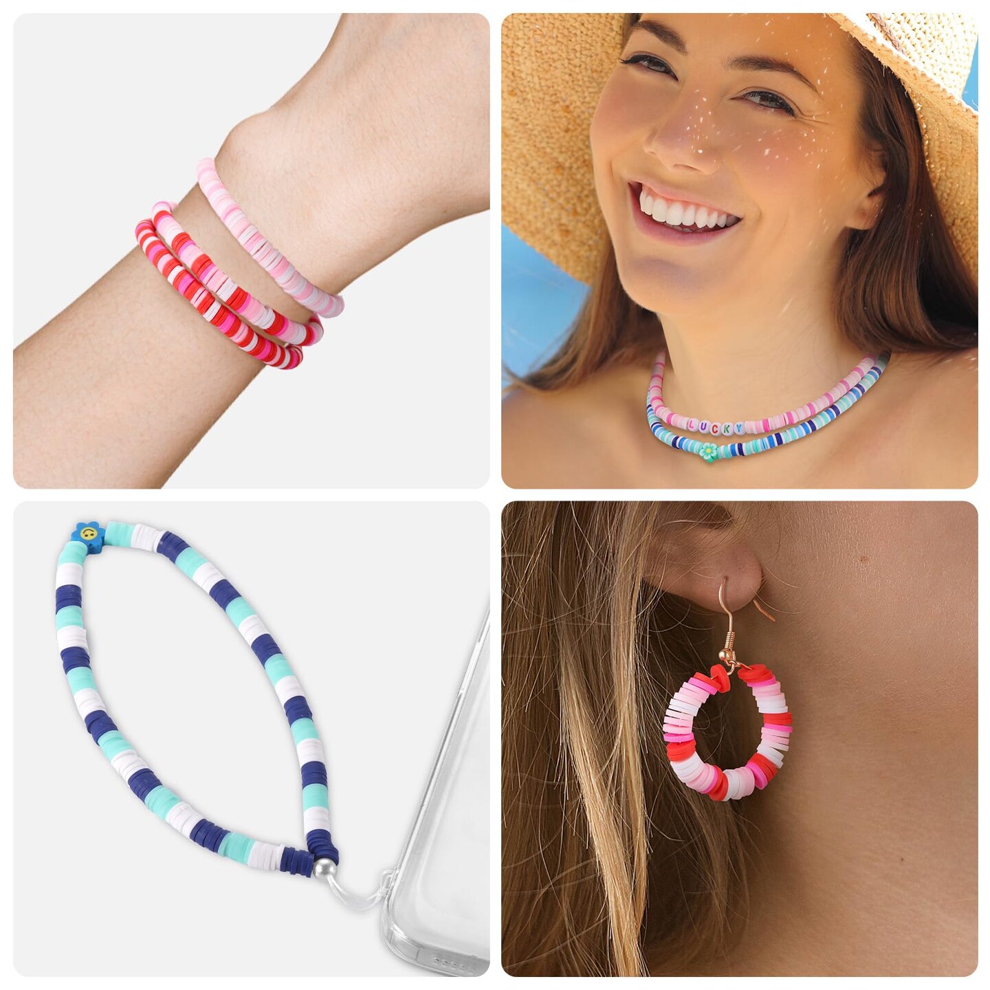 6000 Pcs Blue Clay Beads for Bracelets Making, Funtopia Heishi Beads Polymer Clay Beads, Flat Round Disc Clay Beads for Jewelry Making (6mm)