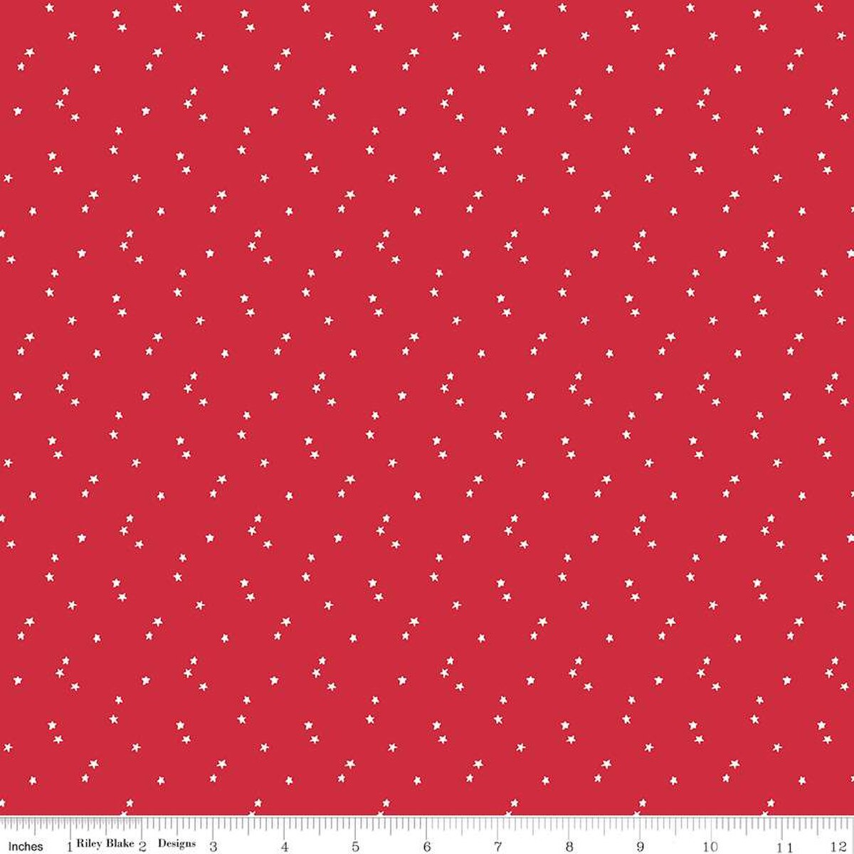 Fabric Riley Blake Seasonal Basics Red Stars by the Quarter Yard C657-RED