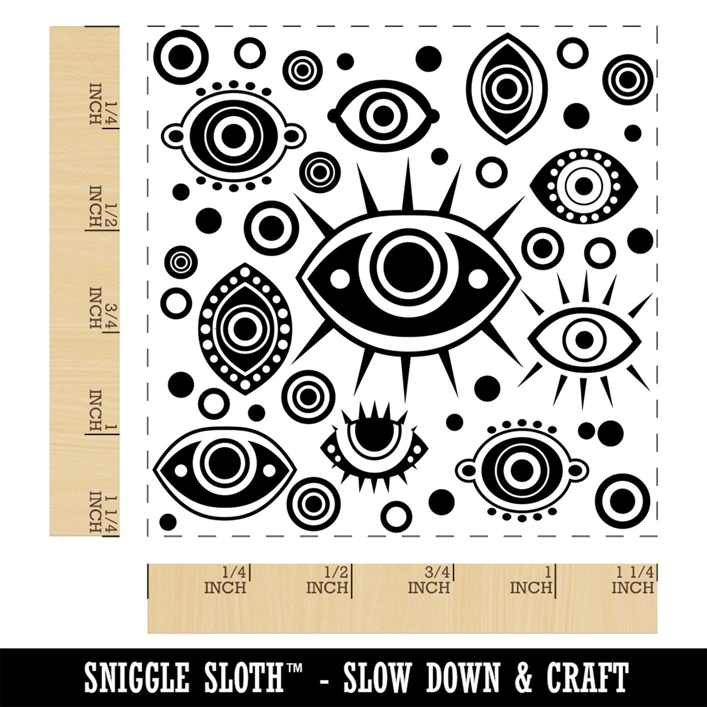 Nazar Evil Eye Hamsa Curse Protection Symbol Square Rubber Stamp for Stamping Crafting