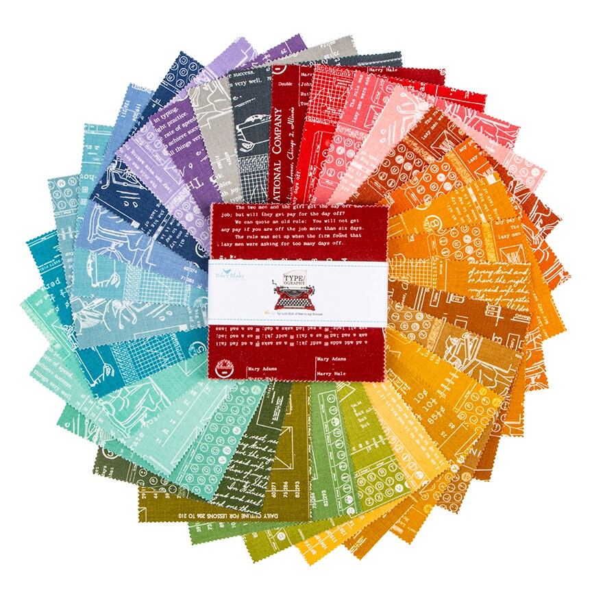 TYPEography 5" Square Pack (Charm Pack / 5" Stacker) in High Volume by Lori Holt for Riley Blake (5-16850A-42)