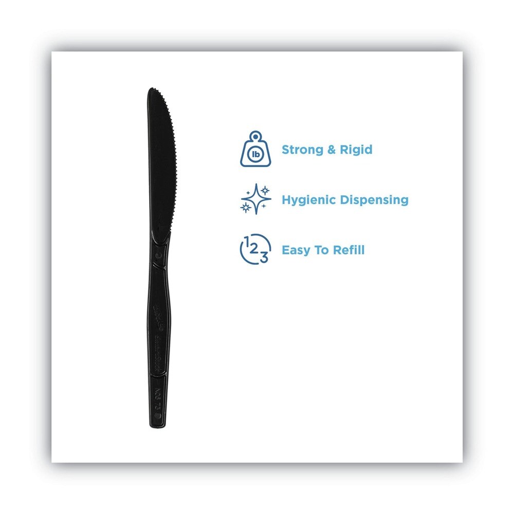 Dixie SmartStock Series-O 7 in. Mediumweight Plastic Cutlery Knives Refill - Black (40/Pack, 24 Packs/Carton)
