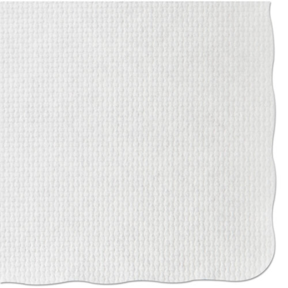 Hoffmaster 9-1/2 in. x 13-1/2 in. Knurl Embossed Scalloped Edge Placemats - White (1000/Carton)