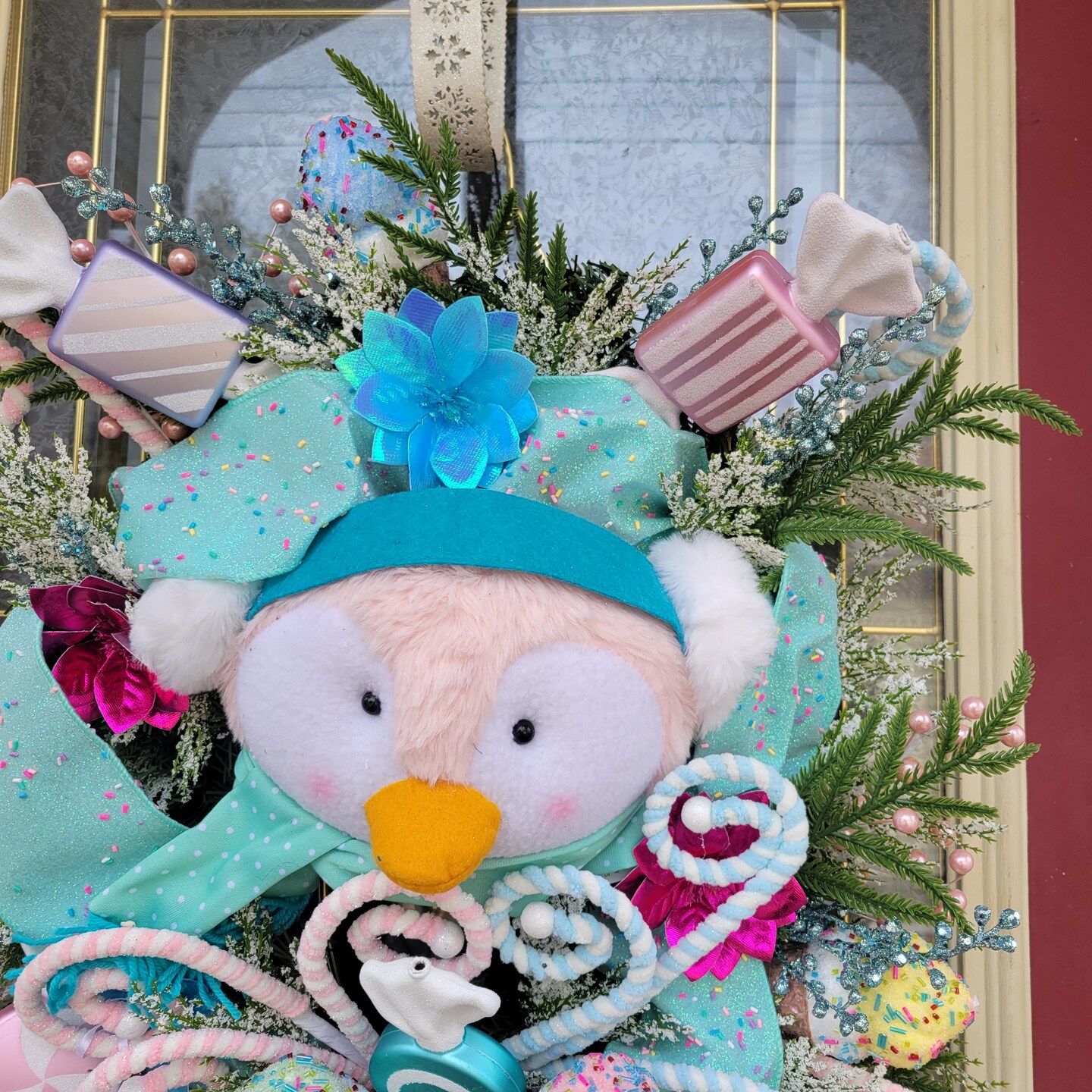 Pastel Penguin Wreath Winter Wreath Candy Wreath Penguin Wreath