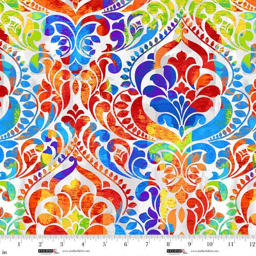 Fabric Studio E Rainbow You Damask! 118" Wide Back by the Quarter Yard 8568-108