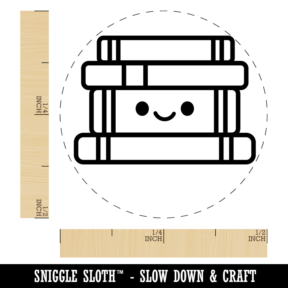 Kawaii Stack of Books Teacher School Rubber Stamp for Stamping Crafting Planners