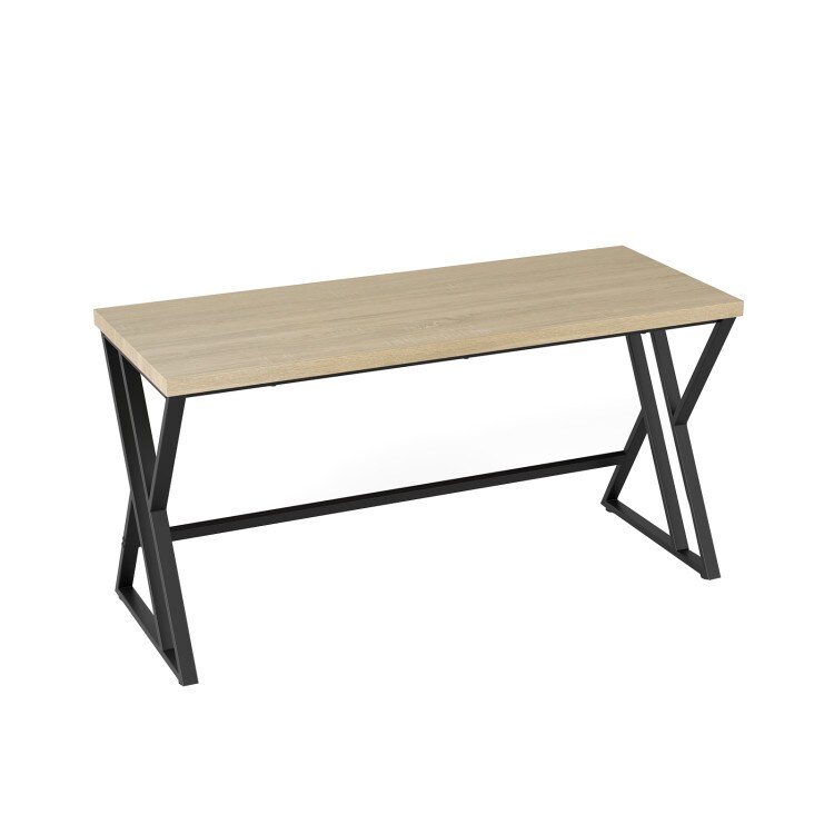 Large Computer Desk 59 Inch Metal Frame Office Desk with Footrest Crossbar