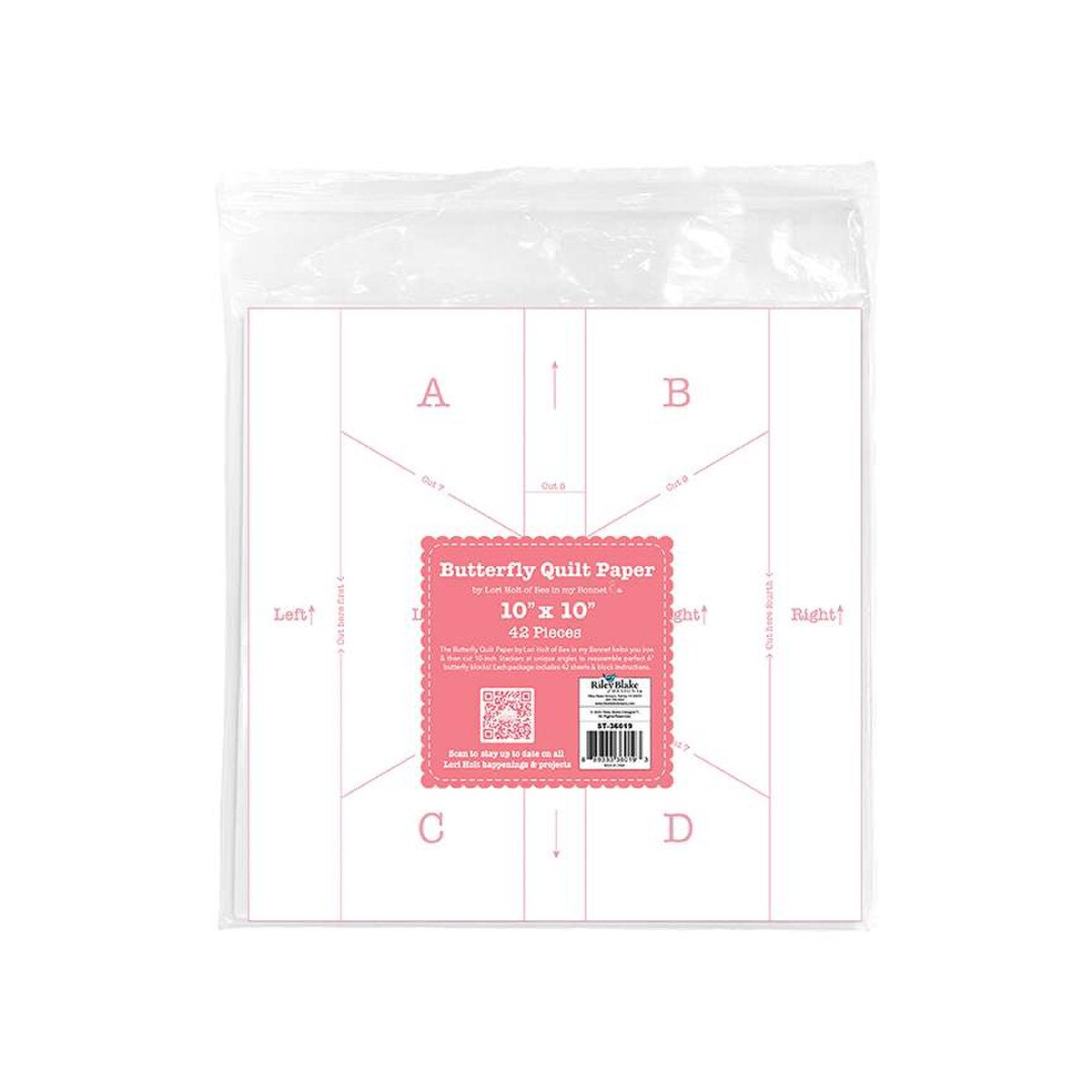 Riley Blake Designs Lori Holt 10" Butterfly Quilting Paper Pattern ST-39779