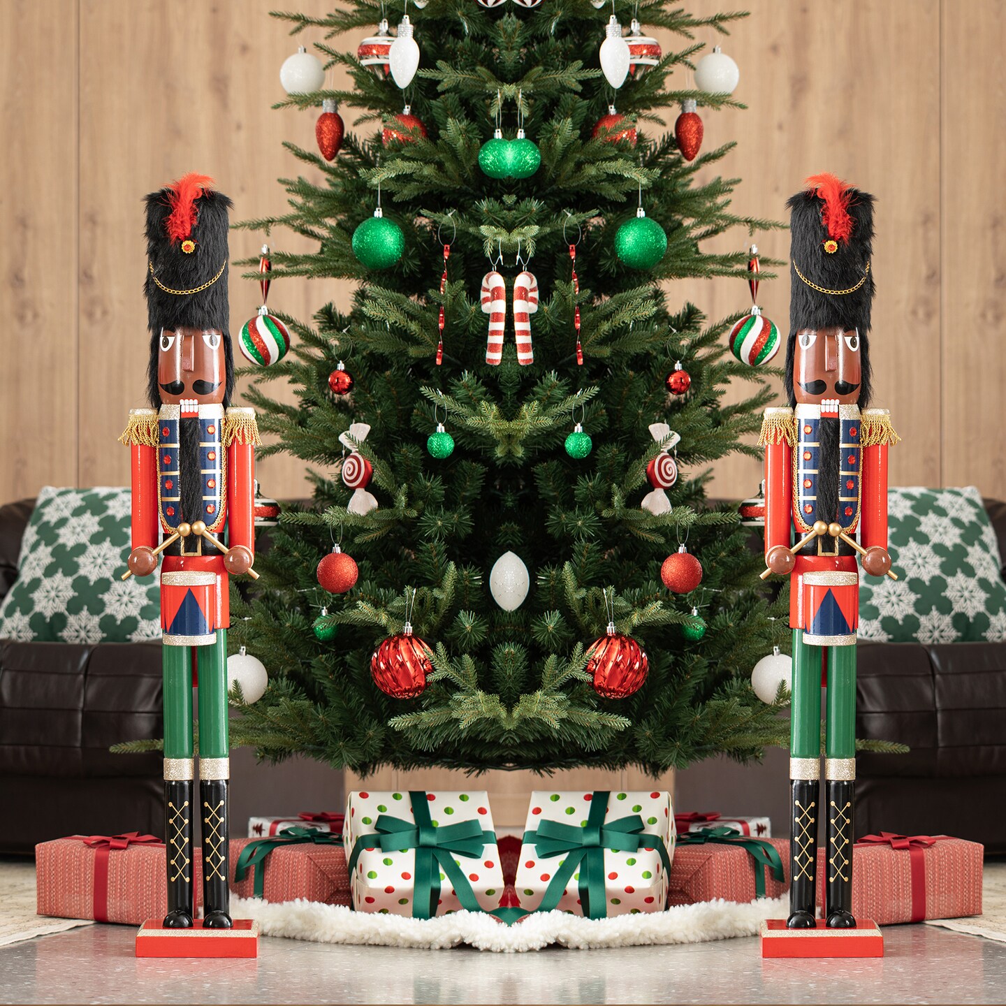 Set of 2 42"H Wooden Christmas African Soldier/Deluxe Gold Dressed Soldier Nutcracker