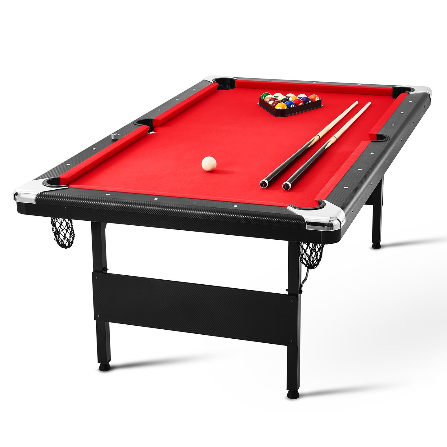 Portable Foldable Billiards Table, Pool Table Set with Balls, Cues, Chalk, Brush