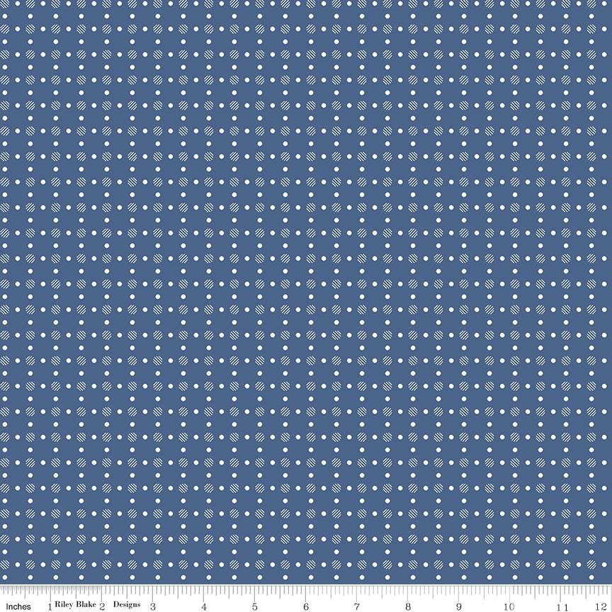 Fabric Riley Blake Denim Polka Dots Bee Basics by the Quarter Yard C6405-DENIM