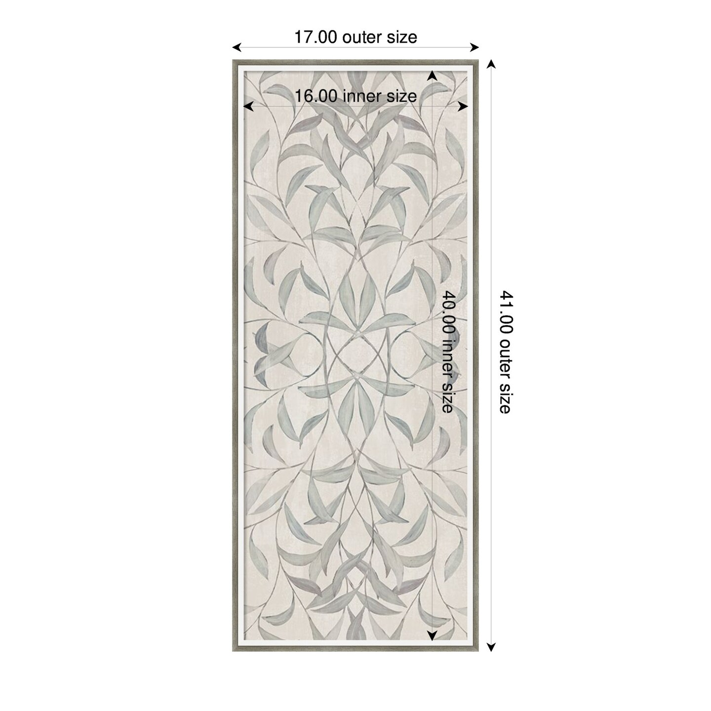 Amanti Art Framed Fabric Pinboard 17 x 41 Muted Symmetry of Leaf Patterns Printed Bulletin Board for Use as a Vision Board or Wall Organization