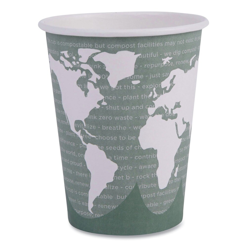 Eco-Products 12 oz. World Art Renewable and Compostable Paper Hot Cups - Gray (20 Packs/Carton)