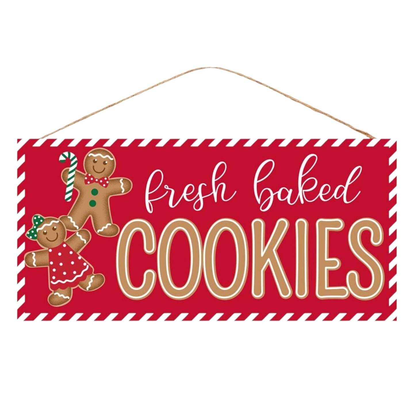 12.5" Fresh Baked Gingerbread Cookies Door Hanger Sign, MDF Wood for Christmas Wreath Accents, Crafts, and Decorations