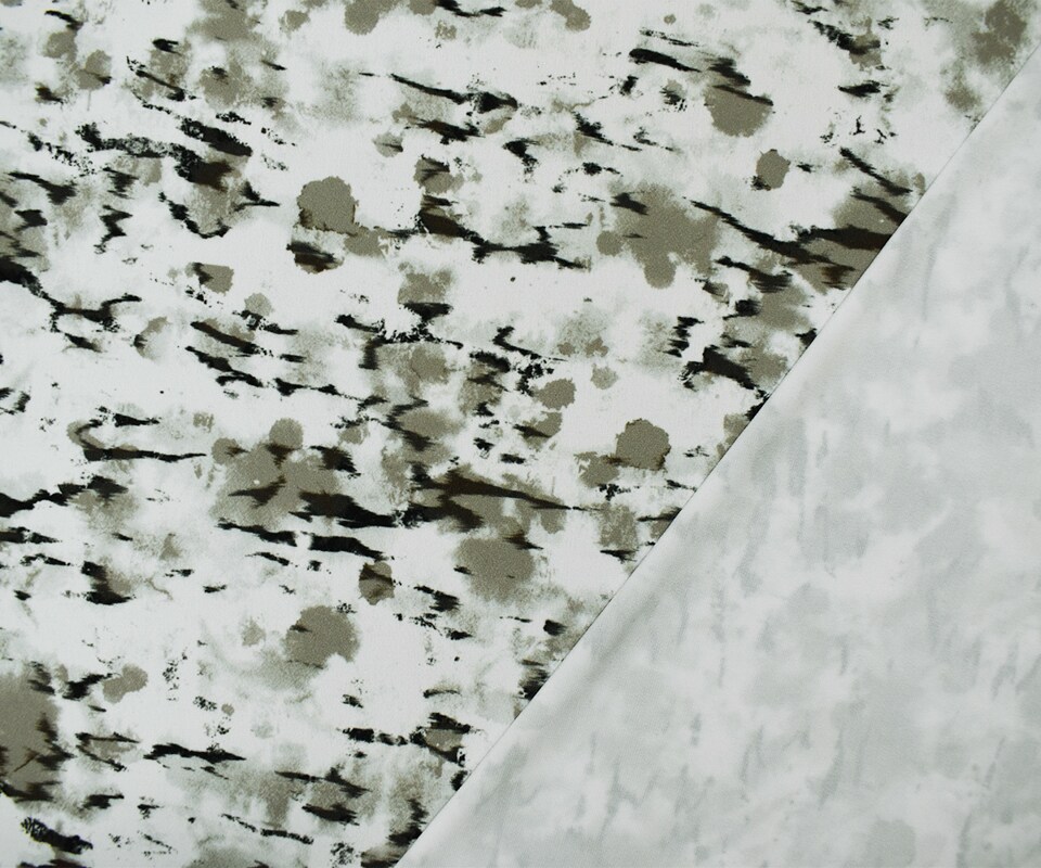 White-Multi Abstract Printed Stretch ITY Jersey Knit Fabric By the Yard