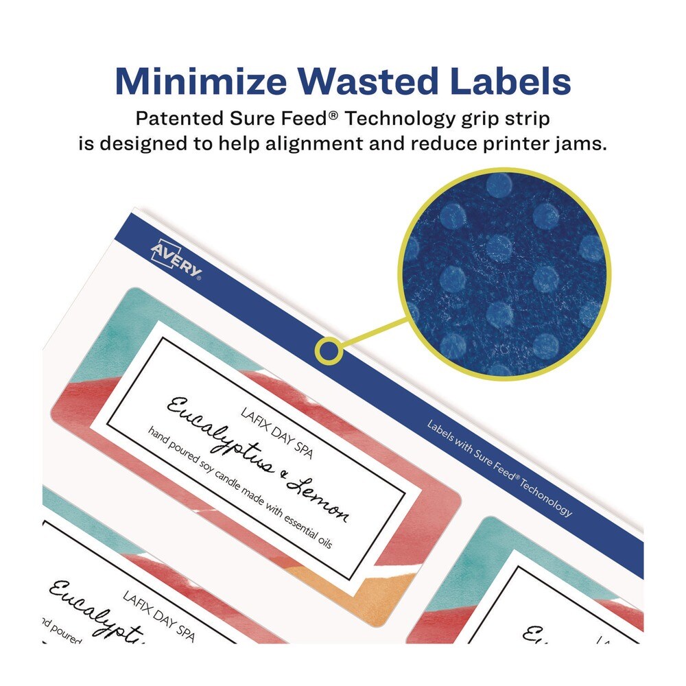 Avery Easy Peel 1 in. x 2.63 in. Inkjet/Laser Printers Mailing Labels with Sure Feed Technology - Glossy White (750/Pack)