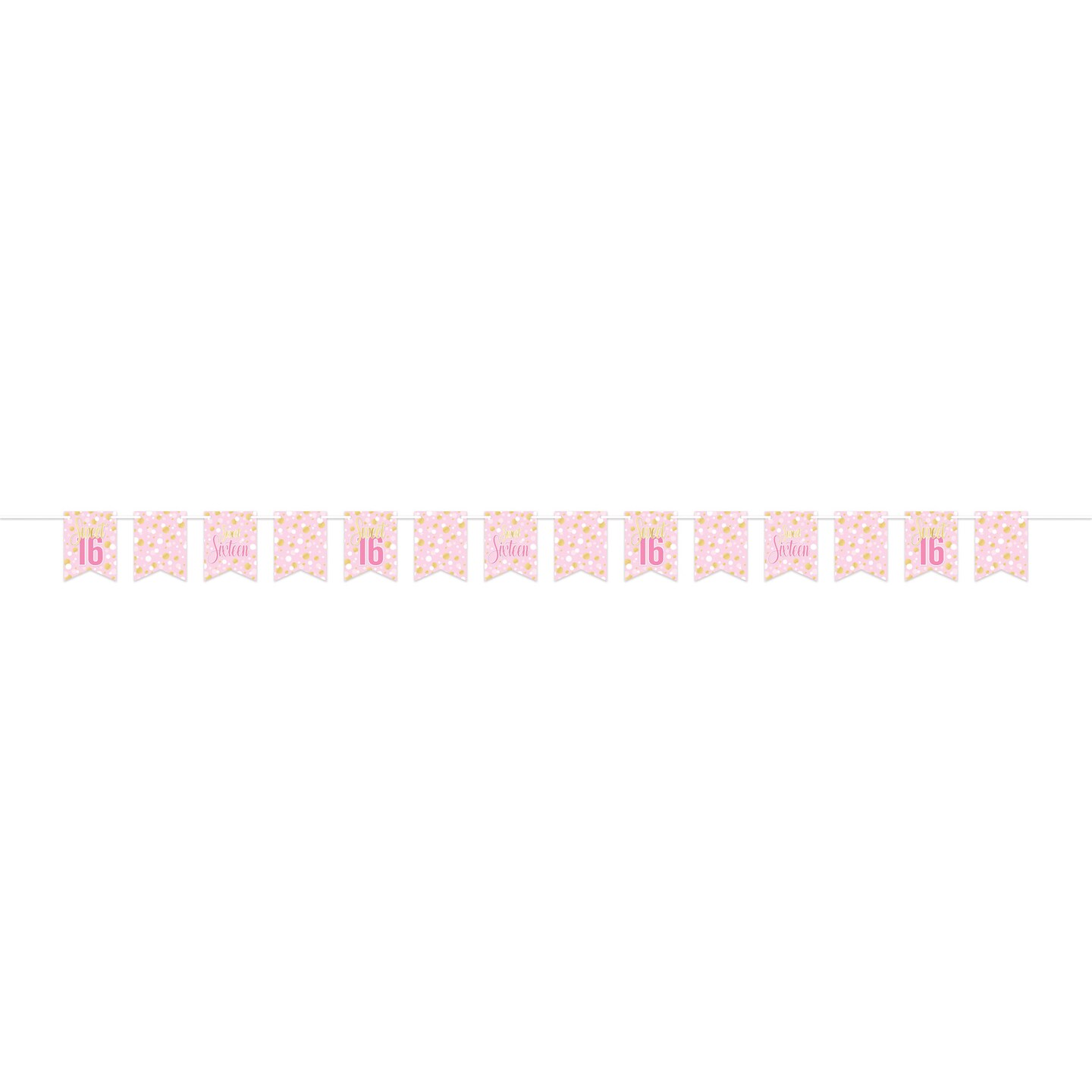 Beistle - 6" x 8' - Pink - Sweet 16 Party Streamer - 12 Pieces