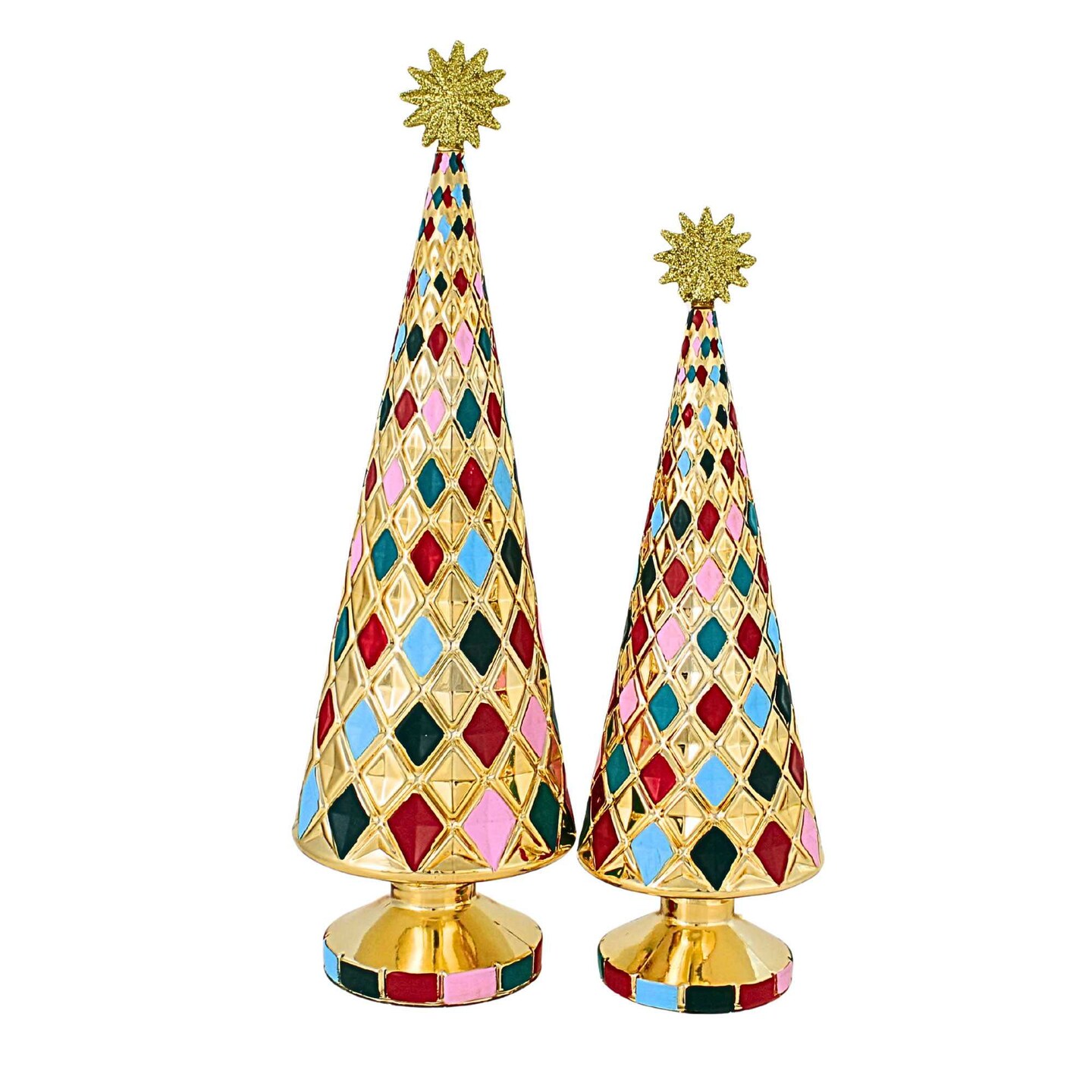 Cody Foster 14.5 Inch Stacked Diamond Trees Christmas Decorative Tree Set , Lightweight Christmas Decor Christmas