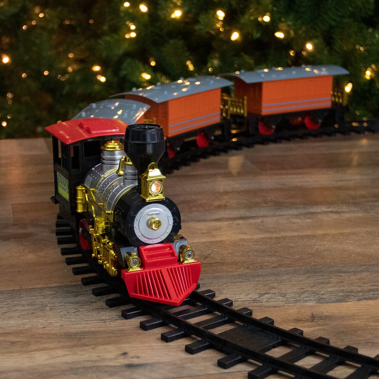 Northlight Animated Lighted Classic Christmas Train Set with Sound - Red and Black - 20-Piece