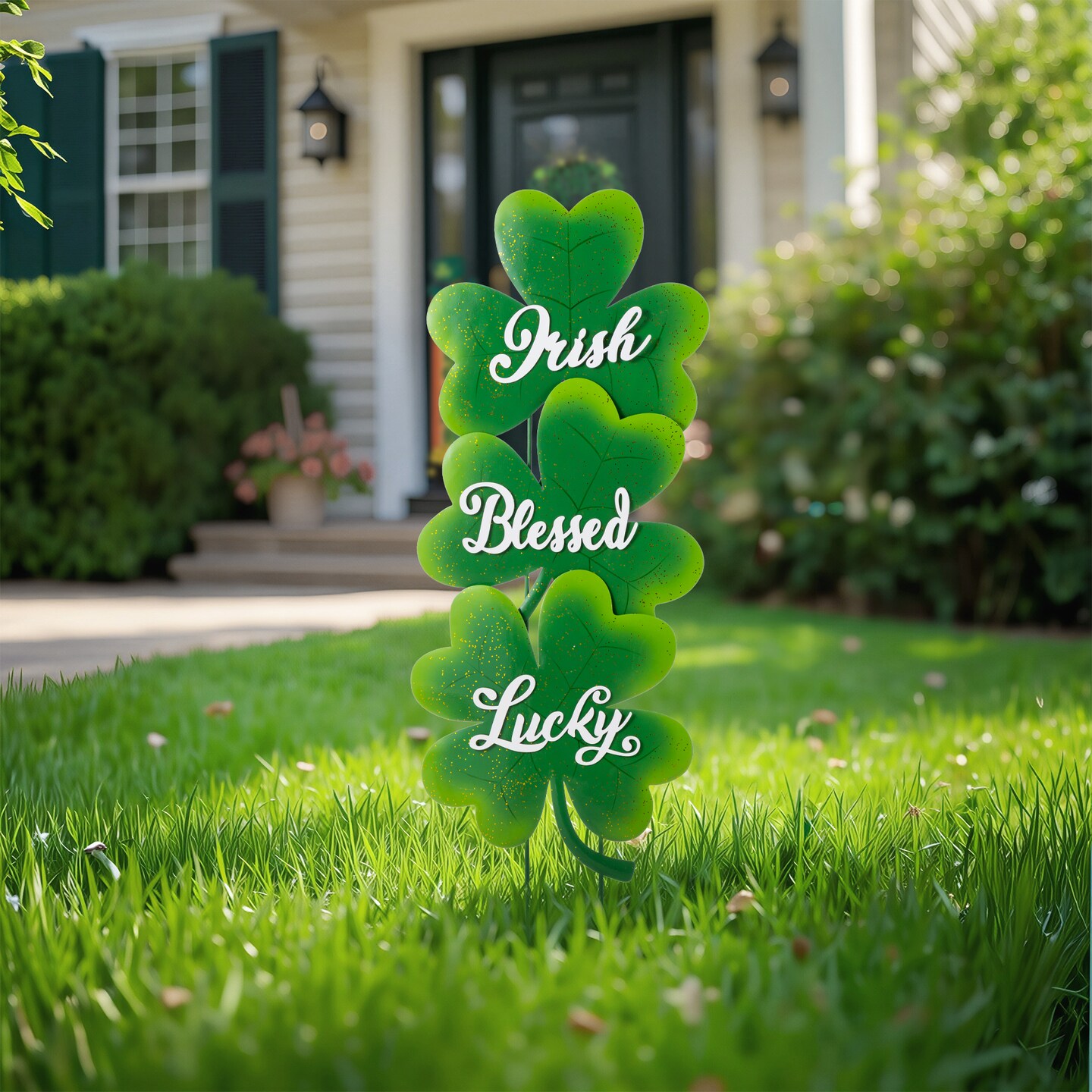 Set of 2 36.75"H Set of 3 St. Patrick's Metal Shamrock Yard Stake