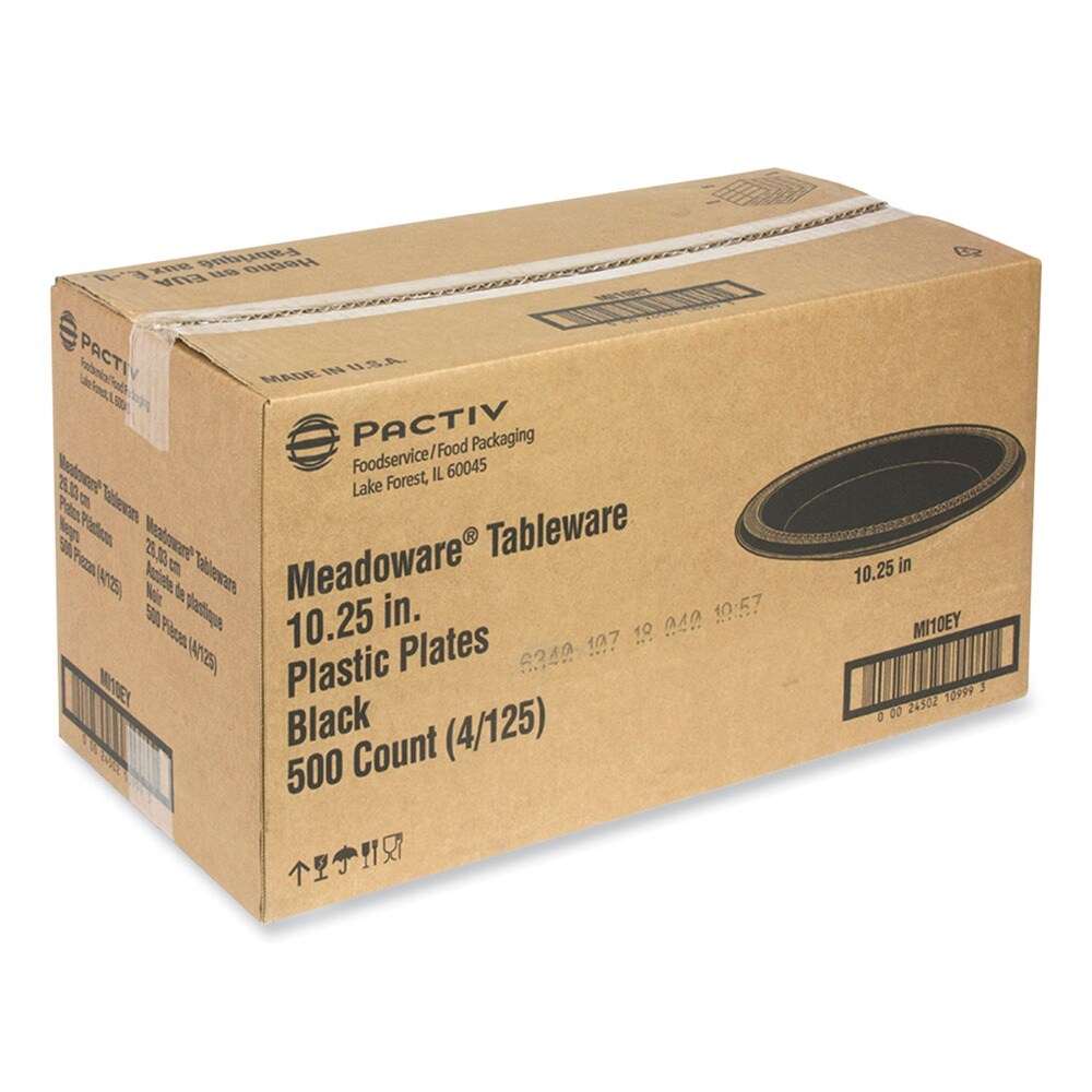 Pactiv Corp. Meadoware 10.25 in. Diameter Plate Impact Plastic Dinnerware - Black