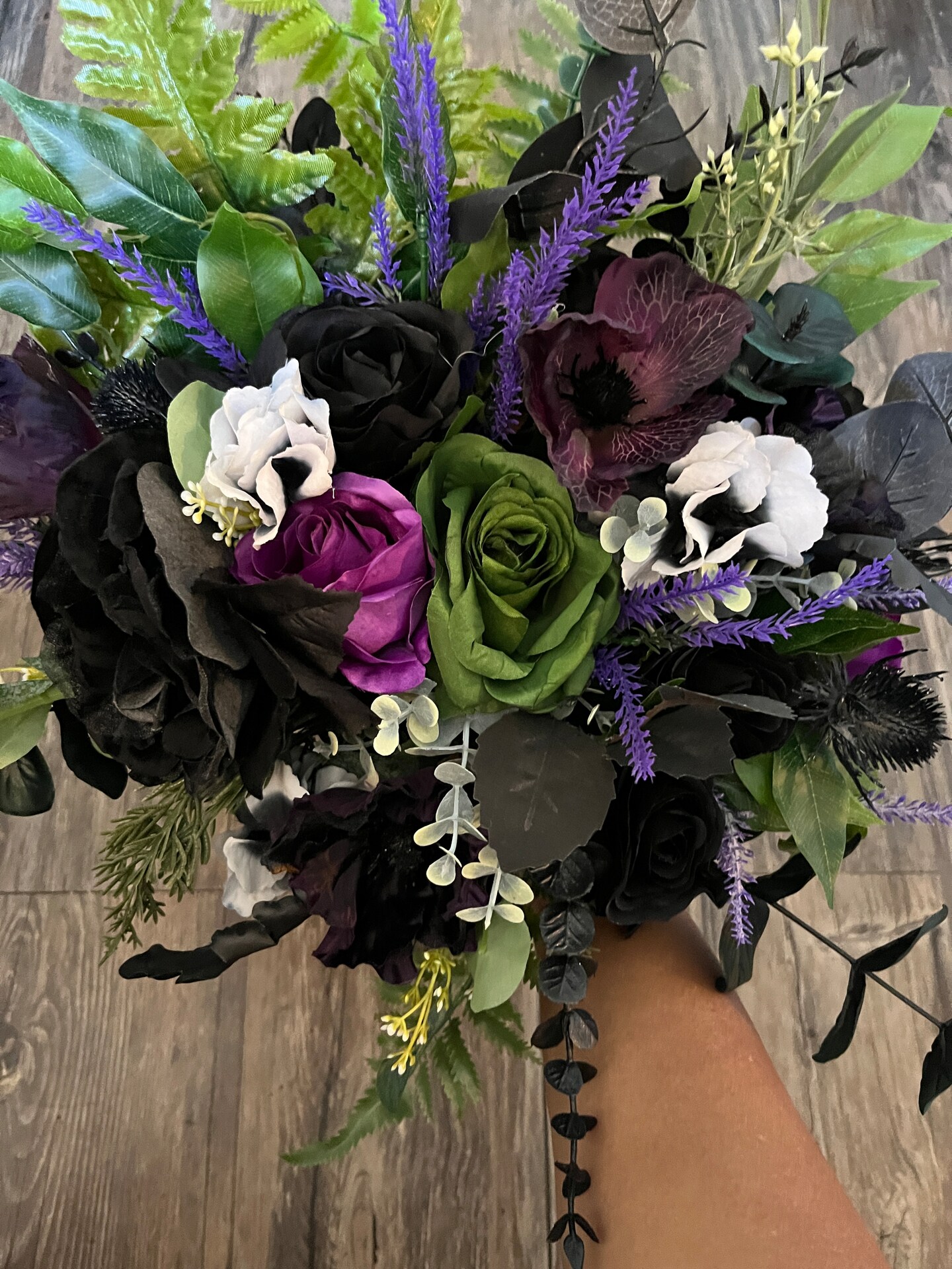Purple Black Green Wedding Bouquet Gothic Garden Bridal Flowers Alternative  Bouquet | MakerPlace by Michaels, image size:1440x1920