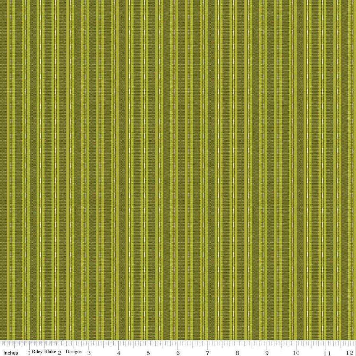 Fabric Riley Blake Ticking Green Stitcher's Flannel by the Quarter Yard F15552-GREEN