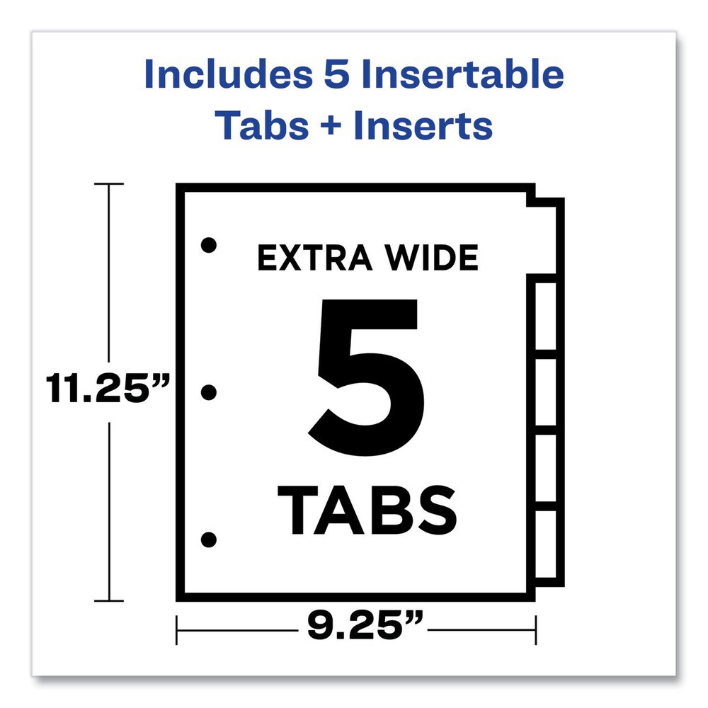 Avery Insertable 5-Tab 11-1/8 in. x 9-1/4 in. Big Tab Plastic Dividers with Two Pockets - Multicolor (1-Set)