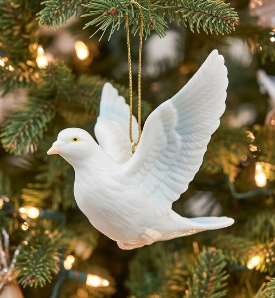 Christmas Decor Hand Crafted White Peace Dove Ornament, Home Décor, Gift for Her, Wedding Decor, Christmas tree Décor, Wall Decor