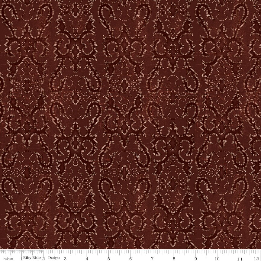 Boot Stitching in Marsala (c16624-marsala) | John Wayne American West | Riley Blake Designs | Riley Blake