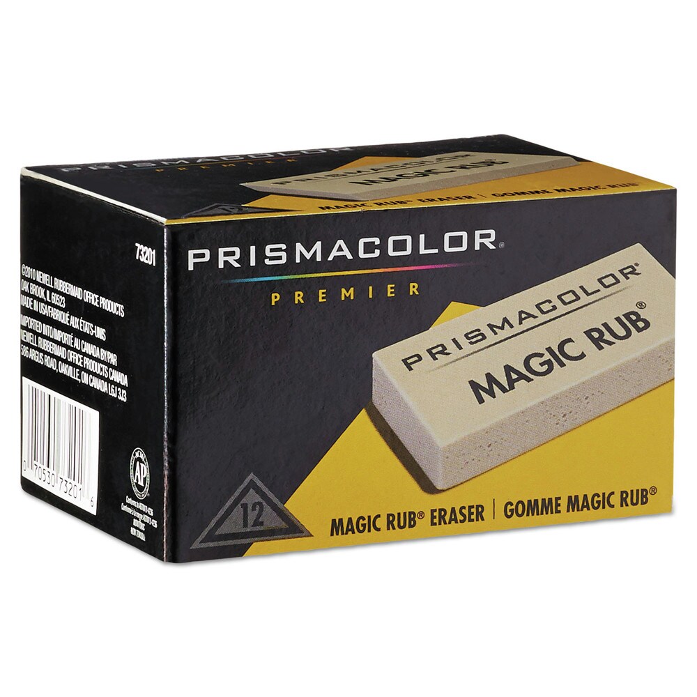 Prismacolor MAGIC RUB Rectangular Block Medium Eraser for Pencil/Ink Marks - Off-White (1-Dozen)