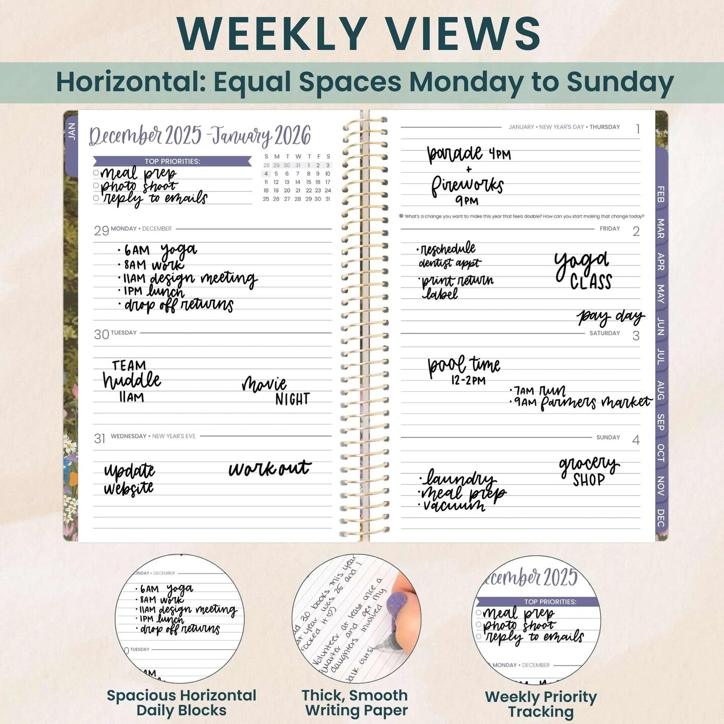 bloom daily planners 2026 Soft Cover Weekly & Monthly Planner, 5.5" x 8.25", Wildflower Mountainside
