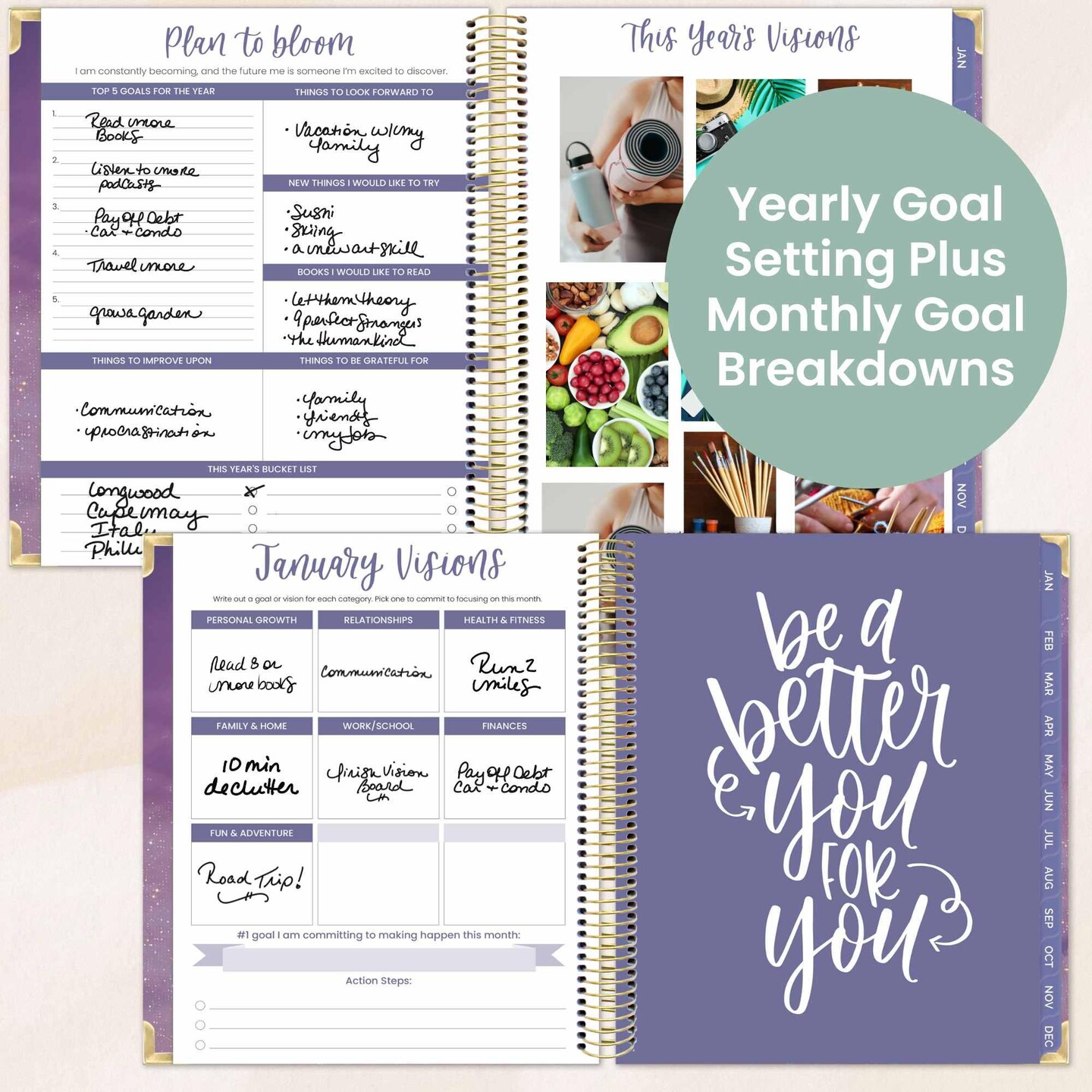 bloom daily planners 2026 Hard Cover Weekly & Monthly Vision Planner, 7.5" x 9", Good Things Are Coming