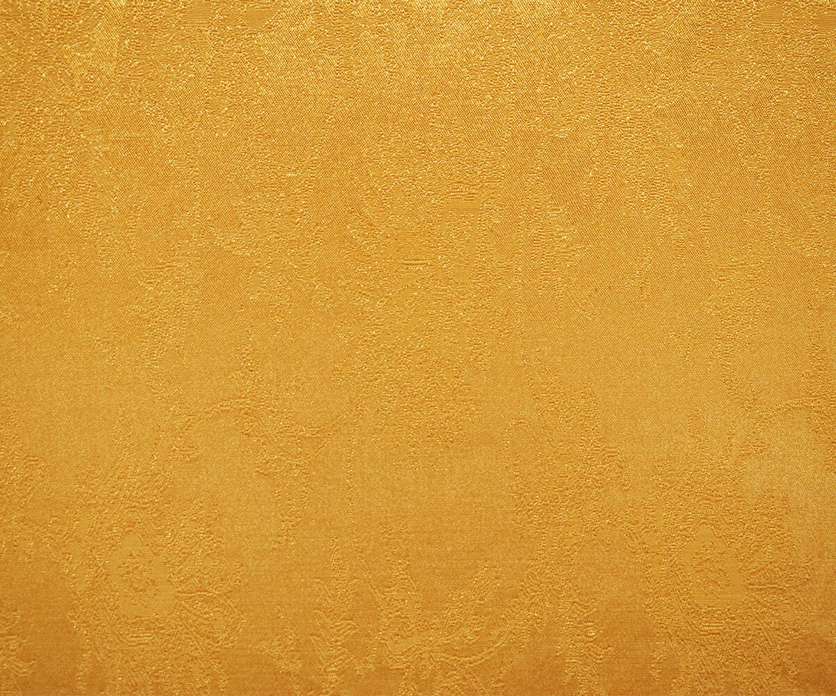 Yellow Poly-Cotton Floral Damask Satin Woven Fabric By the Yard