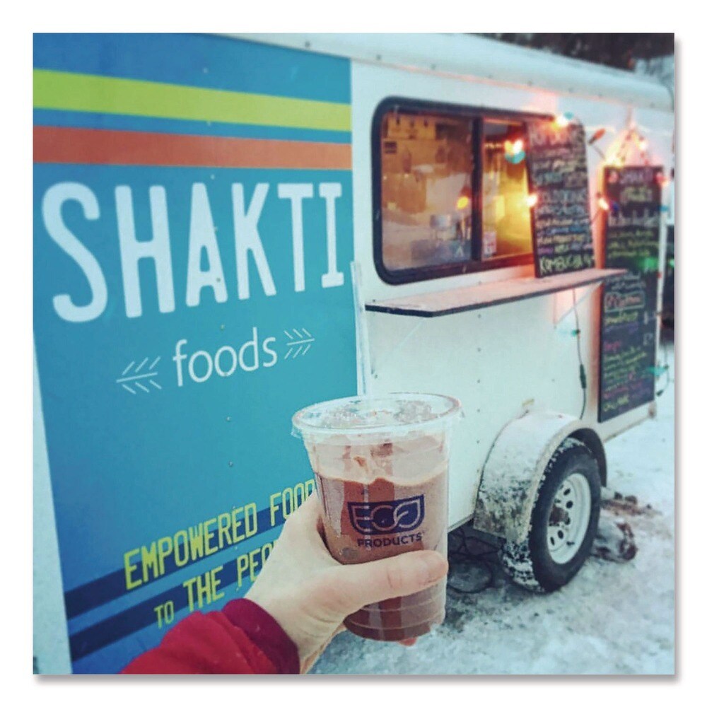 Eco-Products BlueStripe 12 oz. Plastic 25 Percent Recycled Content Cold Cups - Clear/Blue (20/Carton)