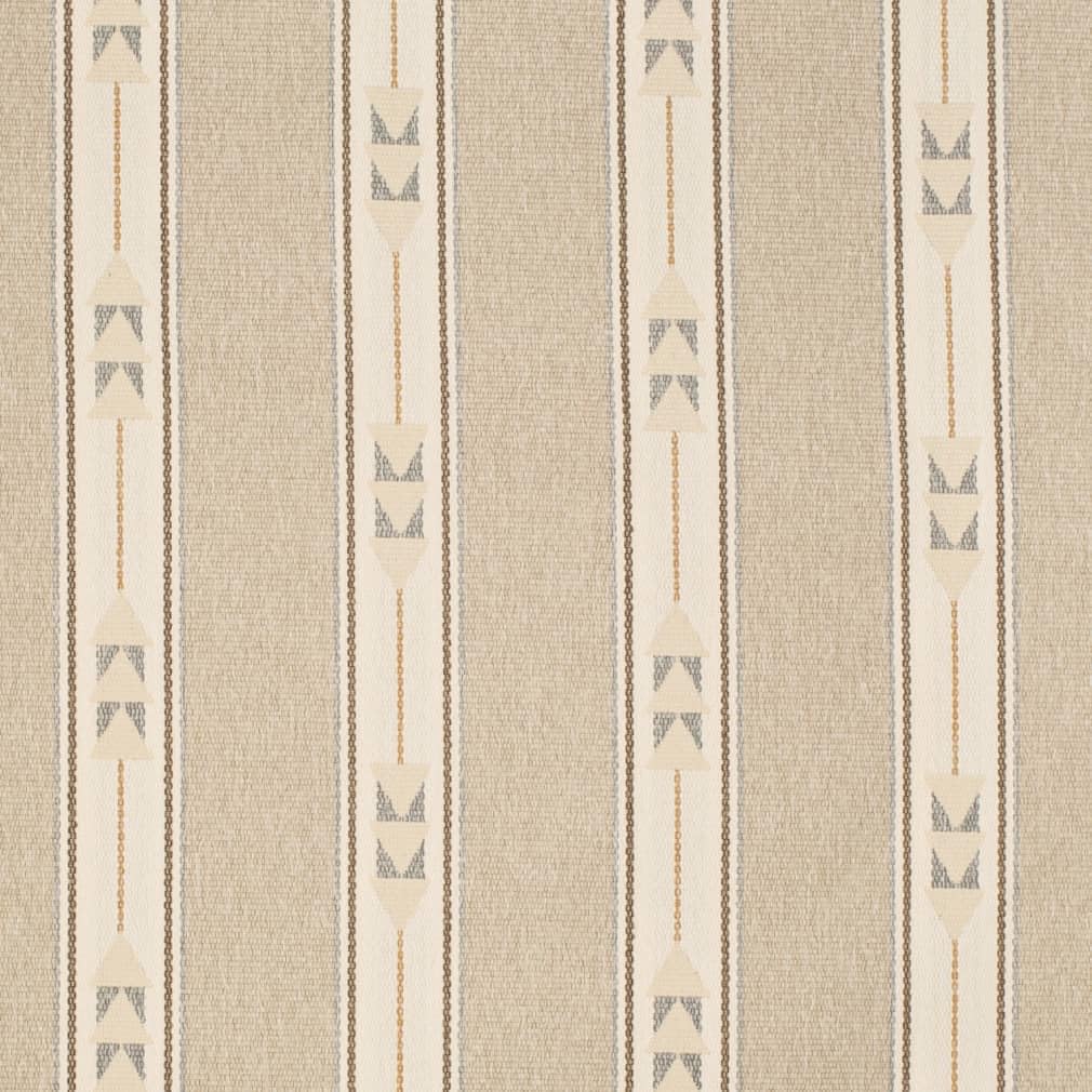 Beige Made in America Crypton Global Southwestern Stripe Woven Pattern Upholstery Fabric by The Yard - SKU: Calix Beige