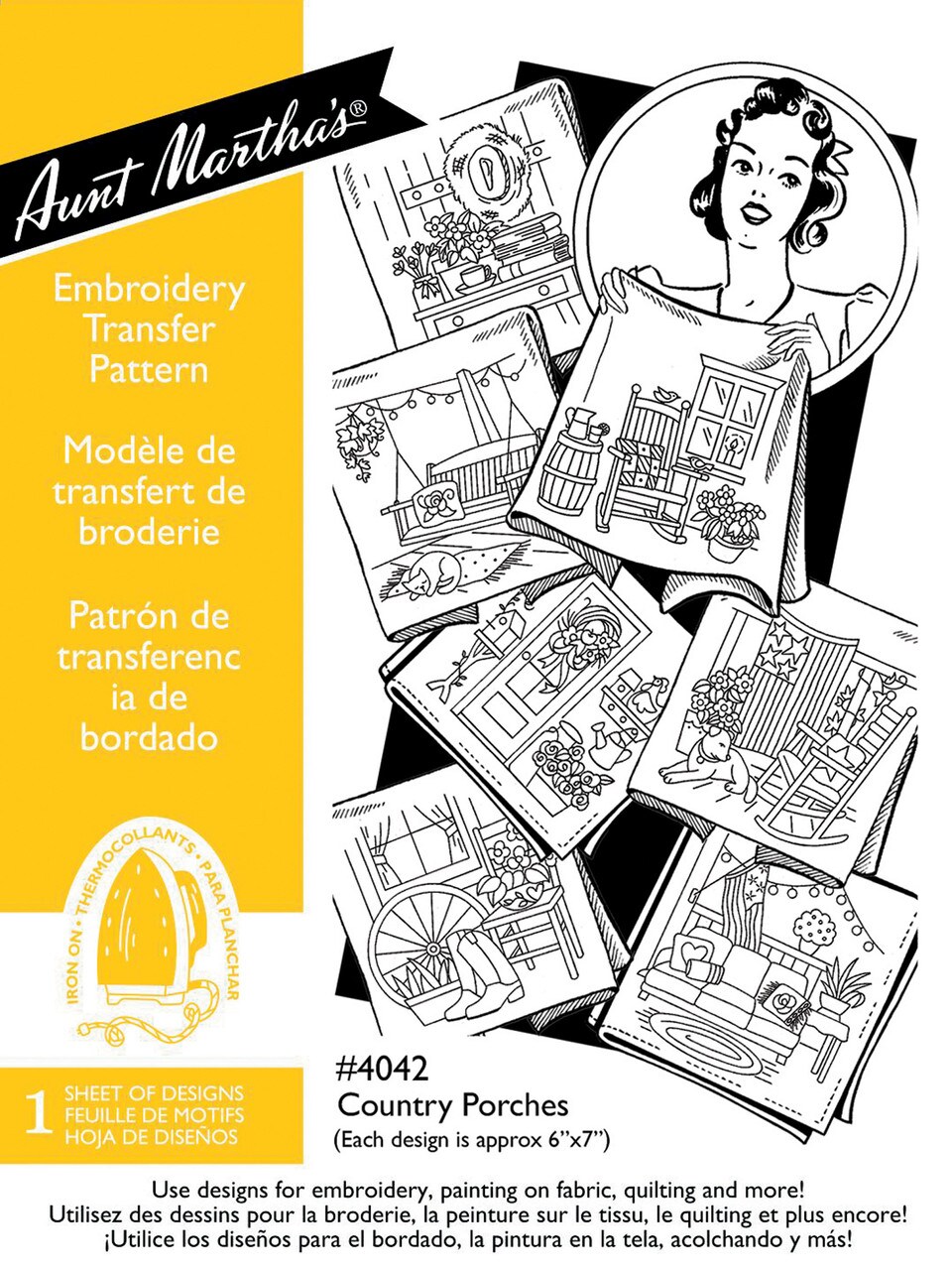 Aunt Martha's Country Porches 4042 embroidery iron on pattern