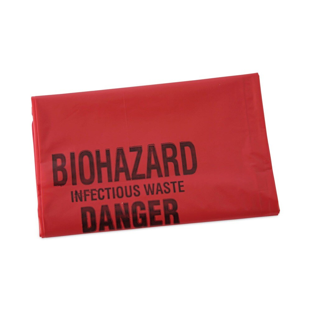 Boardwalk 24 in. x 32 in. 1.3 mil 16 gal. Linear Low Density Health Care Trash Can Liners - Red (250/Carton)