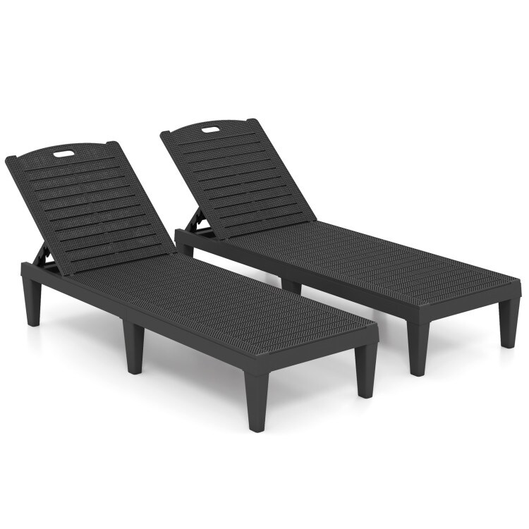 Set of 2 Outdoor Chaise Lounge Chairs with Adjustable Backrests