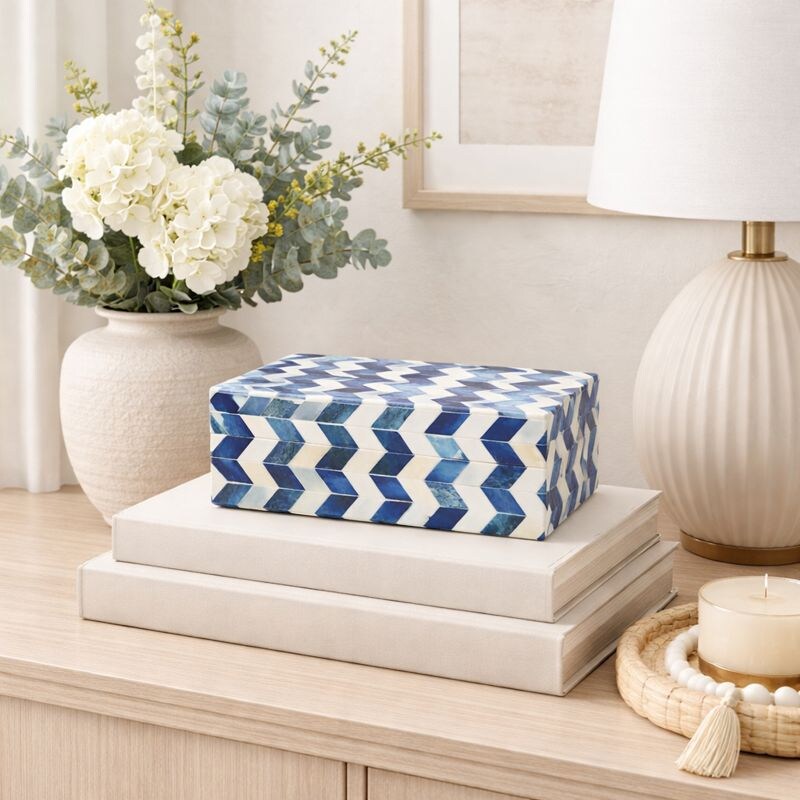 Decorative Box | Handcrafted Zany Zigzag Wooden Unique Storage & Stylish Accent | 6"X4"X2.5"