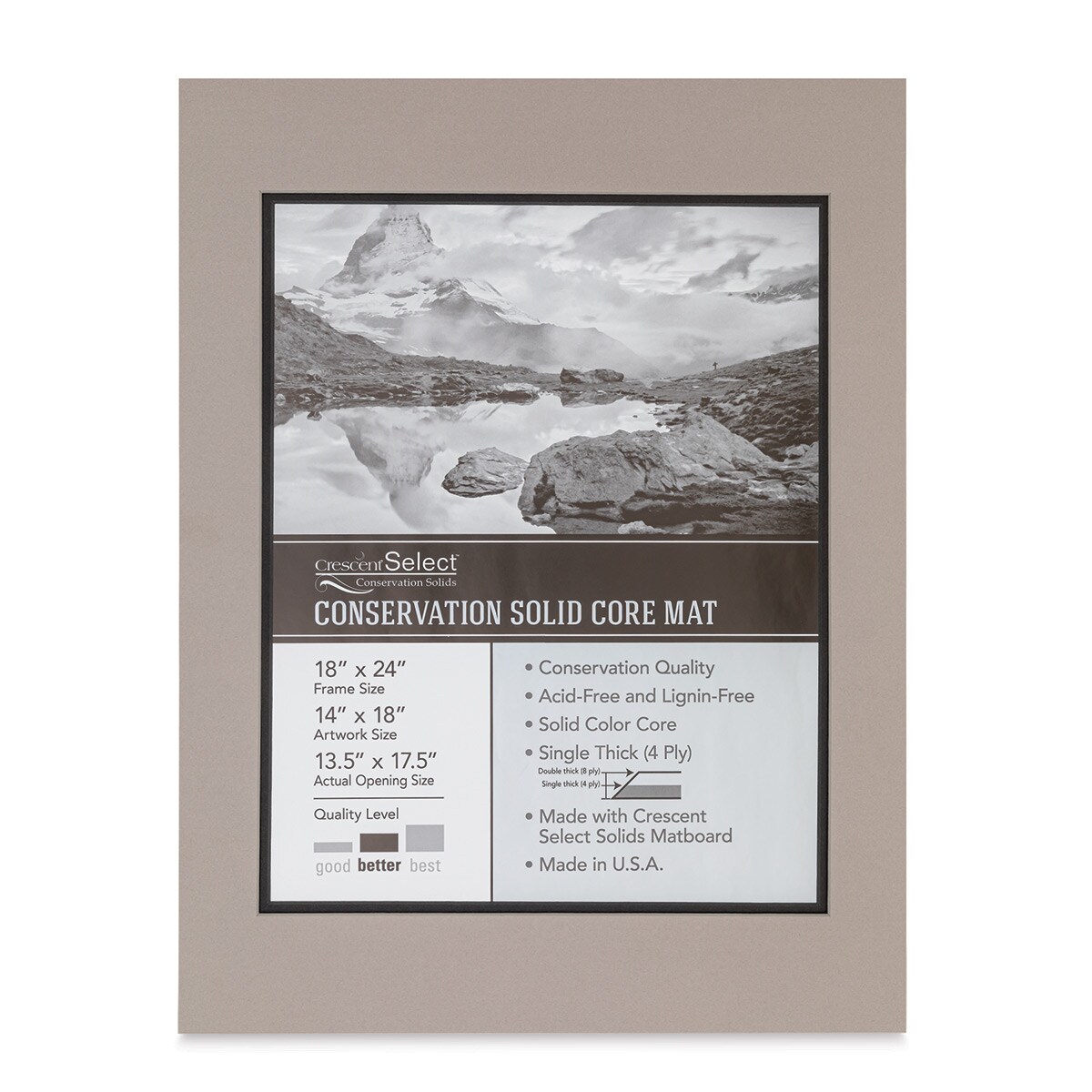 Crescent Select Conservation Solids Pre-Cut Double Mat - Gray/Dark Gray, 4 ply, 18" x 24"