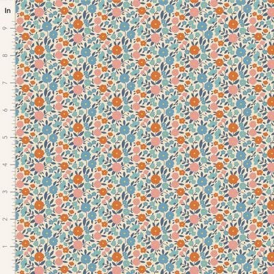 Fabric Tilda Janice Blue Wallflower by the Quarter Yard TIL100615