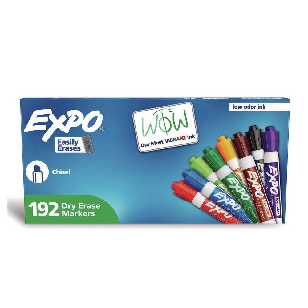 EXPO Low-Odor Chisel Tip Dry Erase Marker Office Value Pack - Assorted Colors (192/Pack)