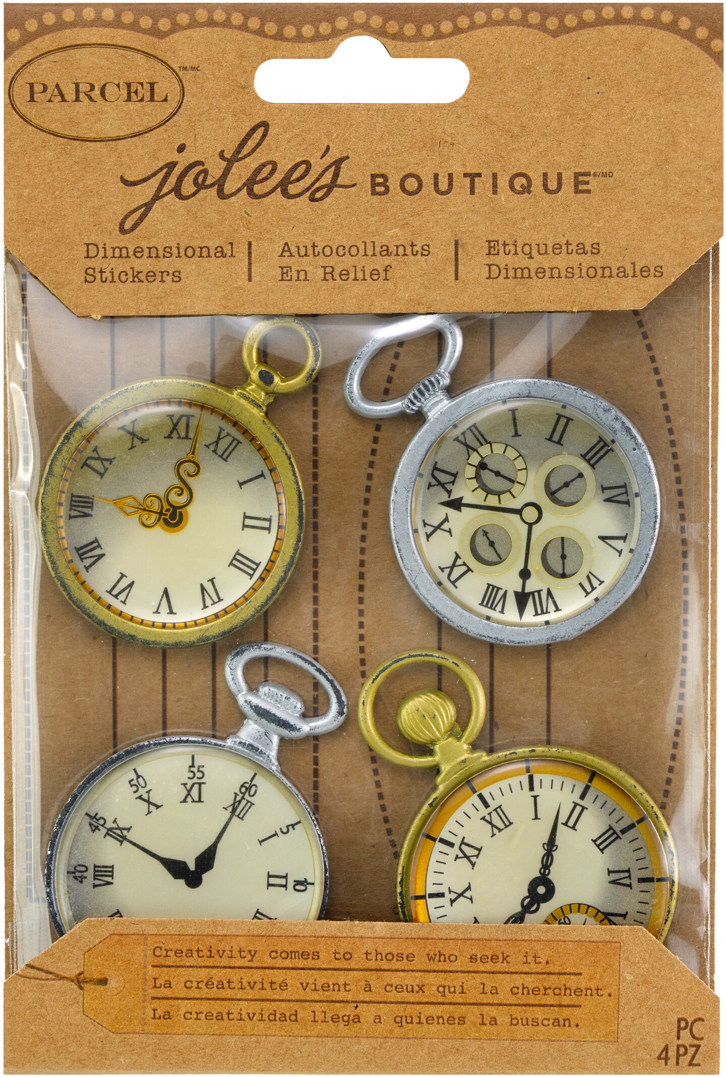 Jolee's Boutique Dimensional Stickers - Vintage Pocket Watches, 4pcs