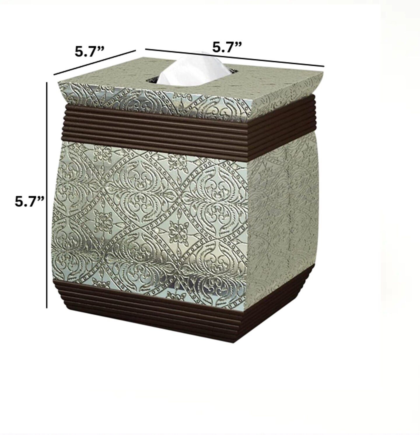 Tissue Box | Resin Square Facial Tissue Holder | Silver & Oil Rubbed Bronze Finish for Bathroom & Countertops