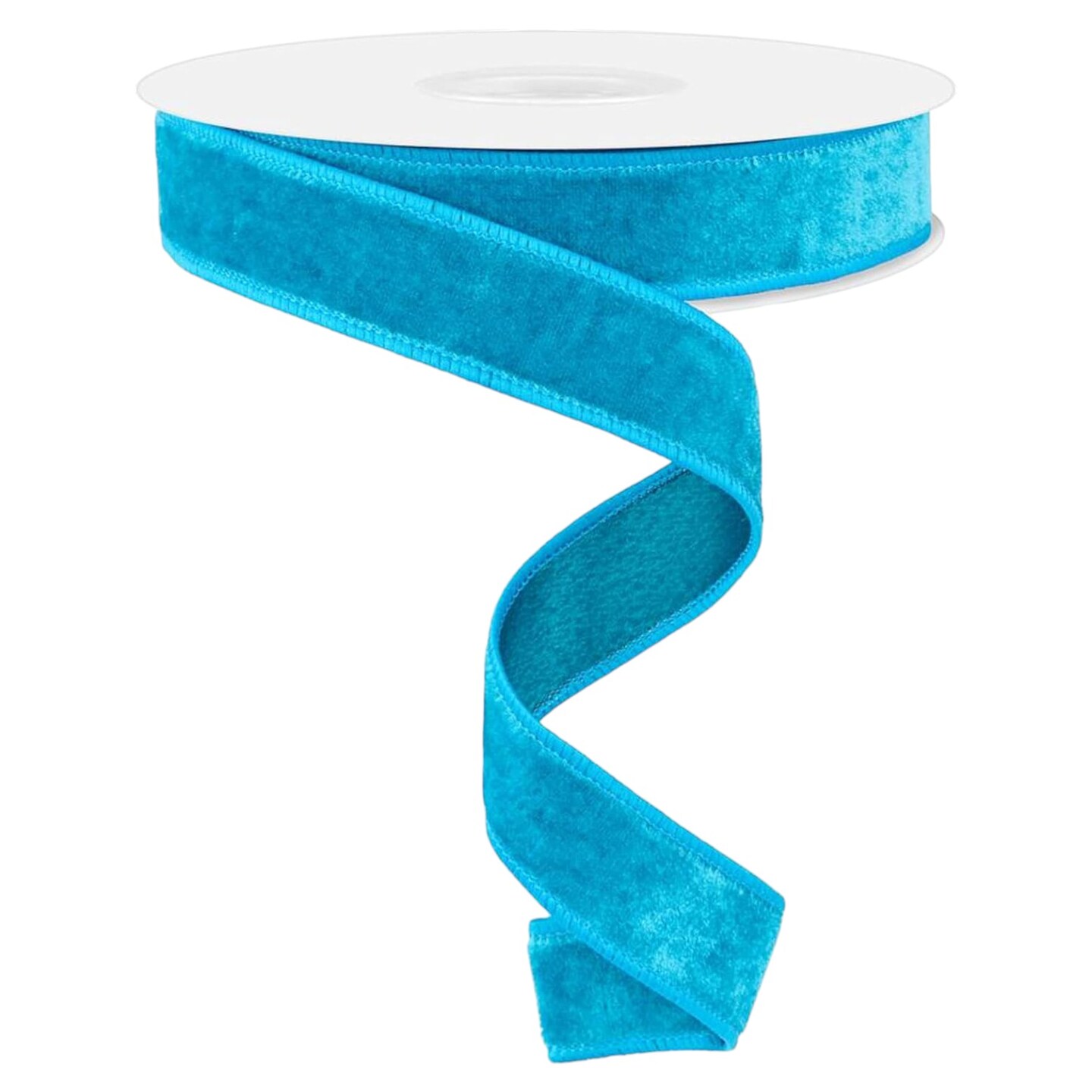 RG Ribbon: Teal Blue Velvet and Satin Deluxe Wired Ribbon for Bows, Wreaths, Crafts, and Decorations
